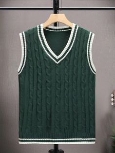 Fashion Men 2024, Shein Outfits For Men, Twilight Costumes, Shopify Balance, Mens Sweater Vest, Cricket Sweater, Vest Outfits Men, Green Sweater Vest, Green Clothes