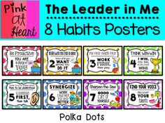 the leader in me 8 habit posters for students to use on their classroom desks