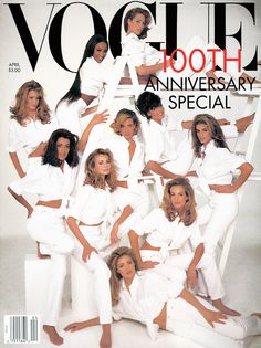 an image of a magazine cover with women in white outfits on the front and back covers