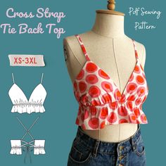 a woman's crop top sewing pattern on a mannequin