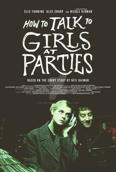 the poster for how to talk to girls at parties, featuring two men talking on their cell phones