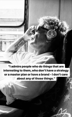 a person sitting on a train looking out the window with a quote about people who do things that are interesting to them