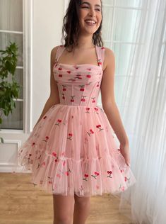 Cherry Cupcake Mini Dress | Teuta Matoshi Mini Prom Dress, Prom Dress Pink, Teuta Matoshi, Mini Prom Dresses, Flora Dress, Dress Item, Prom Dresses Modest, Plus Size Prom Dresses, Stil Inspiration