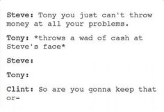 a piece of paper that has some type of text on it with the words steve and tony