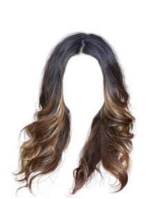 a long, wavy wig with brown and black highlights on it's ends is shown