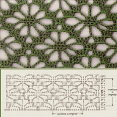 the knitting pattern is shown in green and white