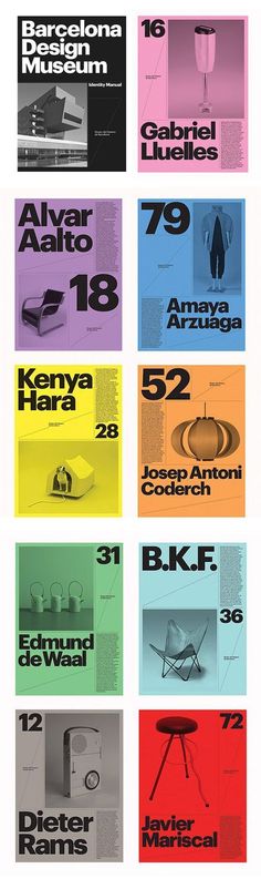 an image of a bunch of posters with different colors and numbers on them, including the names