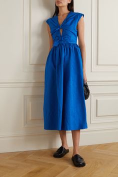 TOVE Tabitha recycled moire midi dress | NET-A-PORTER Best Summer Dresses, Linen Mini Dress, Silk Maxi Dress, Blue Midi Dress, 50's Dress, Types Of Dresses, Favorite Dress, Dress Brands, Net A Porter