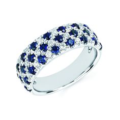 1 7/8 Tgw. Sapphire and Diamond Fashion Ring in 14K Gold (Includes 3/8 Ctw. Diamonds) Diamond And Sapphire Band, Blue Sapphire And Diamond Ring, Saphire Jewelry, Wedding Band Sapphire, Mom Rings, Diamond Sapphire Ring, Platinum Jewellery, Sapphire And Diamond Band, Blue Sapphire Jewelry