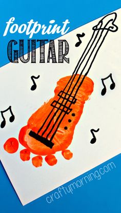 an orange ukulele with musical notes painted on it