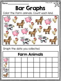 the farm animals count and graph worksheet