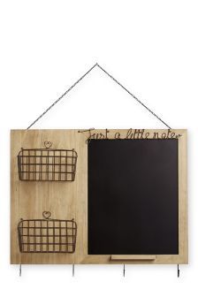 a wooden sign with two baskets hanging from it's sides and the words take a little notes written on it