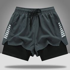 men's athletic shorts with contrasting side panels and drawstrings in grey / black