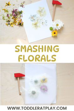 two pictures with flowers on them and the words smashing florals in front of them