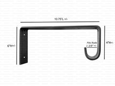 an image of a metal hook with measurements for the handles and hooks to hang on