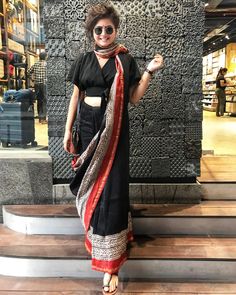 Flushed Face, Western Saree, Indo Western Saree, Saree Wearing Styles, Saree Wearing, Indo Western, Saree Styles, The Change, Saree Blouse Designs