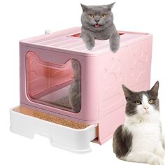 Meikuler Cat Litter Box Large Litter Pan for Cats Foldable Litter Boxes Comes with Cat Litter Scoop (Pink) (As an Amazon Associate I earn from qualifying purchases) Cat Litter Scoop, Pink Pet, Pink Brand