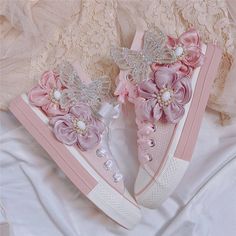 Color: Pink, Size: 40 Dream Flower, Quinceanera Pink, Pink Wedding Shoes, Embellished Shoes, Pink Patterns, Lace Boots, Pink Wedding, Pink Lace, Upcycle Clothes