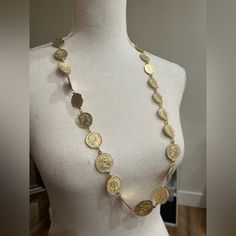 Gold Necklace Long Coin Necklace Nwot Gold Necklace Long, Gold Coin Necklace, Indian Necklace, Gold Long Necklace, Gold Coin, Necklace Long, Coin Necklace, Jewelry Inspo, Gold Coins