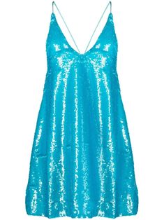 turquoise blue-green sequin embellishment backless V-neck spaghetti straps above-knee length This item is made from at least 50% recycled or upcycled materials. For recycled synthetic clothing products, we highly recommend using a microfibre-catching washing bag to ensure that no microplastics that can pollute water are released in the process. Learn more about what makes a product Conscious on our Conscious Criteria page Turquoise Dress Short, Aqua Dress Outfit, Sequence Outfits, Dreamy Accessories, Early 2000 Fashion, Turquoise Blue Dress, Turquoise Mini Dress, Turquoise Clothes, Disco Diva