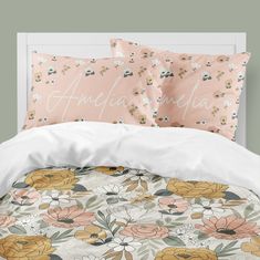 an image of a bed with flowers on it