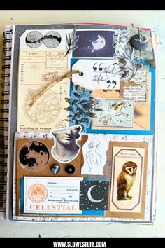 Image of junk journal page inspired by Taylor Swift "Midnights" album with website www.slowestuff.com listed Aesthetic Paper Crafts, Junk Journal Layout, Junk Journal Ideas, Midnights Album, Taylor Swift Midnights, Journal Layout, Scrapbook Journal, Great Ideas, Scrapbook Supplies