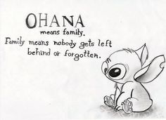 an image of a cartoon character with the words ohana written on it in black and white