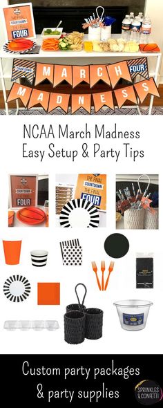 an orange and black party package for march madness easy set up & party tips by the party teacher