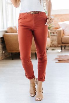 Perfect Chinos | Women's Chinos | Chino Pants For Women – Liam & Company Camel Pants Outfit, Casual Teacher Outfit, Coral Pants, Brown Chinos, Pants Model, Perfect Winter Outfit, Womens Chinos, Color Combinations For Clothes, Stylish Work Attire