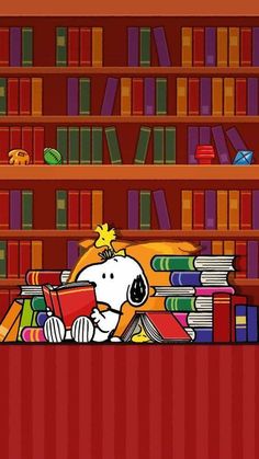 a cartoon dog reading a book in front of a bookshelf with the caption, i have always imagine that paradise will be a kind of library