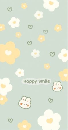a card with flowers and clouds on the front, happy smile written in white letters