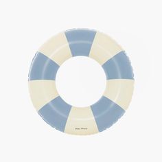 a blue and white life preserver on a white background