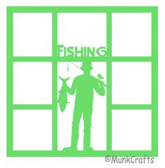 a man standing in front of a window with a fish on it's hook