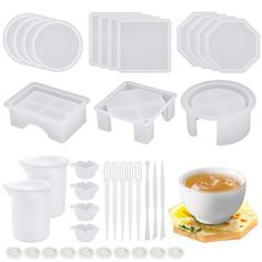 a set of plastic food containers and utensils