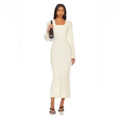 Sancia Long Sleeve Midi Dress - New With Tags - Size Large 60% Viscose, 40% Cotton Hand Wash Unlined Pull-On Styling Ribbed Neckline Midweight Knit Fabric Chic Outfits, Pregnancy Outfits, Understated Luxury, Sleeve Midi Dress, Ribbed Neckline, Long Sleeve Midi, Long Sleeve Midi Dress, Leather Goods, High Quality Leather