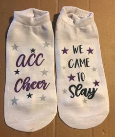 two pairs of socks that say we came to slay