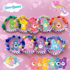 the care bears bracelets are all different colors