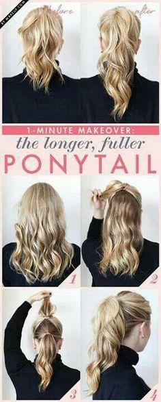 Make you ponytail look fuller Ponytail Hairstyles, Fuller Ponytail, Ponytail Trick, Sanggul Modern, Double Ponytail, Short Hairstyle, Hair Envy, Great Hair, Gorgeous Hair