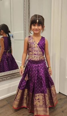 Pattu Paavadai Top Design For Kids, Kids Pattu Pavadai Designs Latest, Pattu Pavadai Kids Blouse Designs, Pattu Lehenga For Kids, Langa Designs, Pattu Pavadai Kids Blouse Designs Latest, Vintage Blouse Pattern, Baby Lehenga