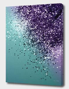 an abstract painting with purple and teal colors on a blue background canvas wall art print