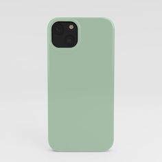 an iphone case with a light green color on the back and side, in front of a white background