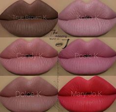 Kylie Jenner Cosmetics (lip kit) new swatches with all the colors from her line Colorful Lips, Lipstick Colour, Pretty Lips, Diva Makeup, Kylie Jenner Lips, Painting Face, Lip Trends