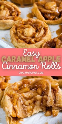 caramel apple cinnamon rolls with text overlay