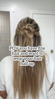 POV You Have Fine Hair and Want To Wear Your Hair Half Up #halfupdo #hairtutorial #finehair Braided Hairstyles Red, Hairstyle Messy Bun, Half Up Messy Bun, Hairstyle For Fine Hair, Up Messy Bun, Fine Hair Updo, Long Fine Hair, Half Bun Hairstyles, Easy Updos For Medium Hair