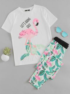 Pants Print, Summer Sleepwear, Cute Sleepwear, Short Sleeve Pajama Set, Cozy Pajamas, Pajamas Comfy, Satin Pyjama Set, Cute Pajamas