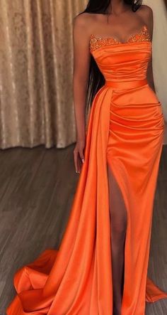 Orange Evening Dresses, Short White Dress Wedding, Bridesmaid Dresses Strapless, Strapless Evening Dress, Prom Dresses Long Mermaid, Mermaid Evening Gown, Mermaid Prom Dress