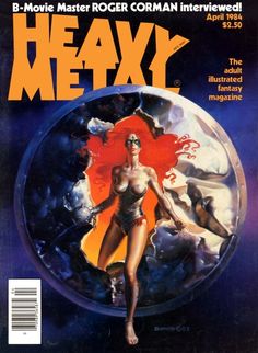 the cover to heavy metal magazine, featuring a woman with red hair and an orange head