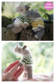 there are two pictures of stuffed animals on the same page