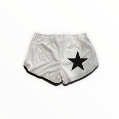 Star Shorts - White – romanticblue 2000s Shorts, Aesthetic Trousers, Woman Sport, Harajuku Aesthetic, Star Shorts, Y2k Shorts, Short Pant, Jeans Y2k, Style Y2k