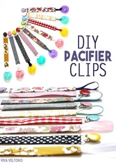 the diy pacifier clips are all lined up